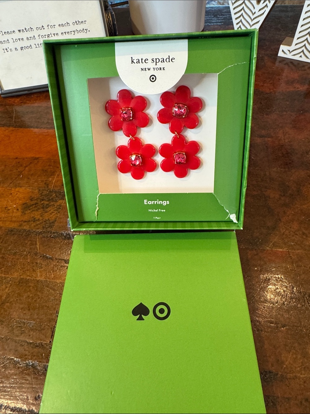 kate spade Red Floral Double Drop Earrings
